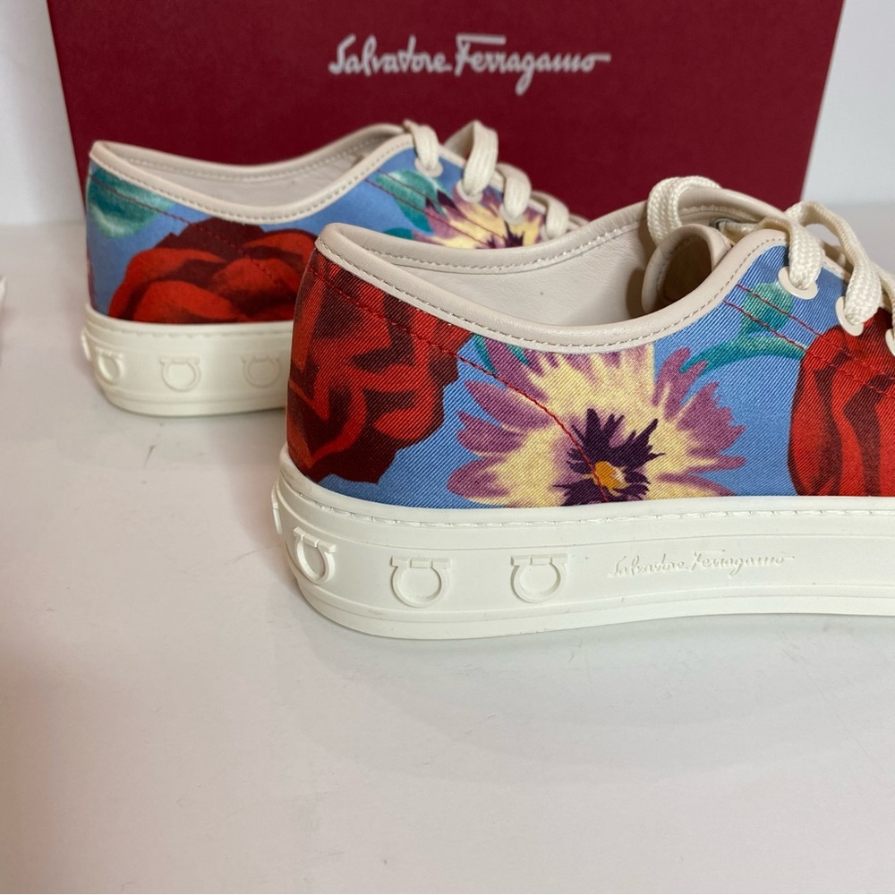 Salvatore Ferragamo Multicolor Floral Printed Sneakers NWT 6C - Picture 2 of 6